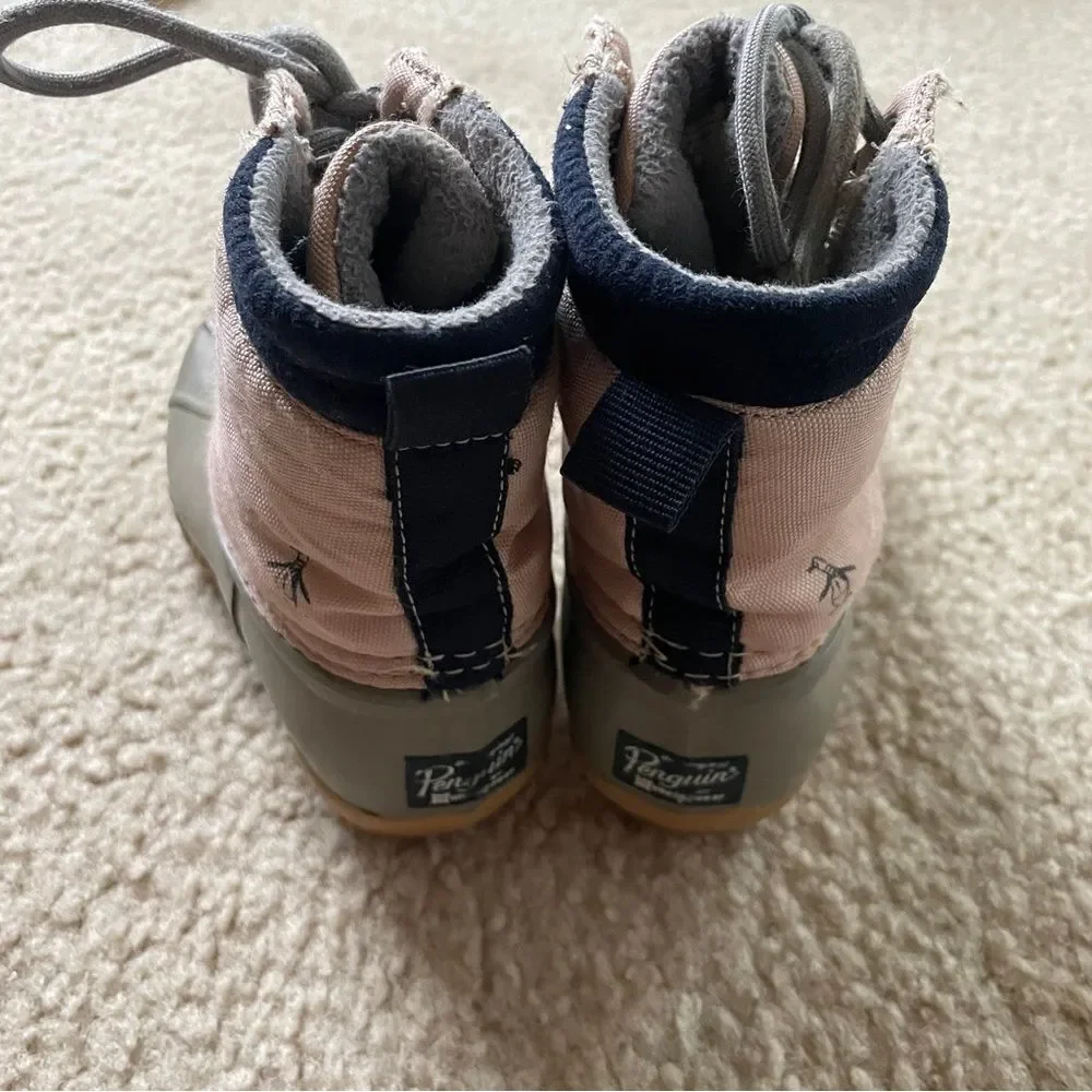 Original Penguin Girls Pink and Gray Duck Boots Size 13 Toddler Winter Rain